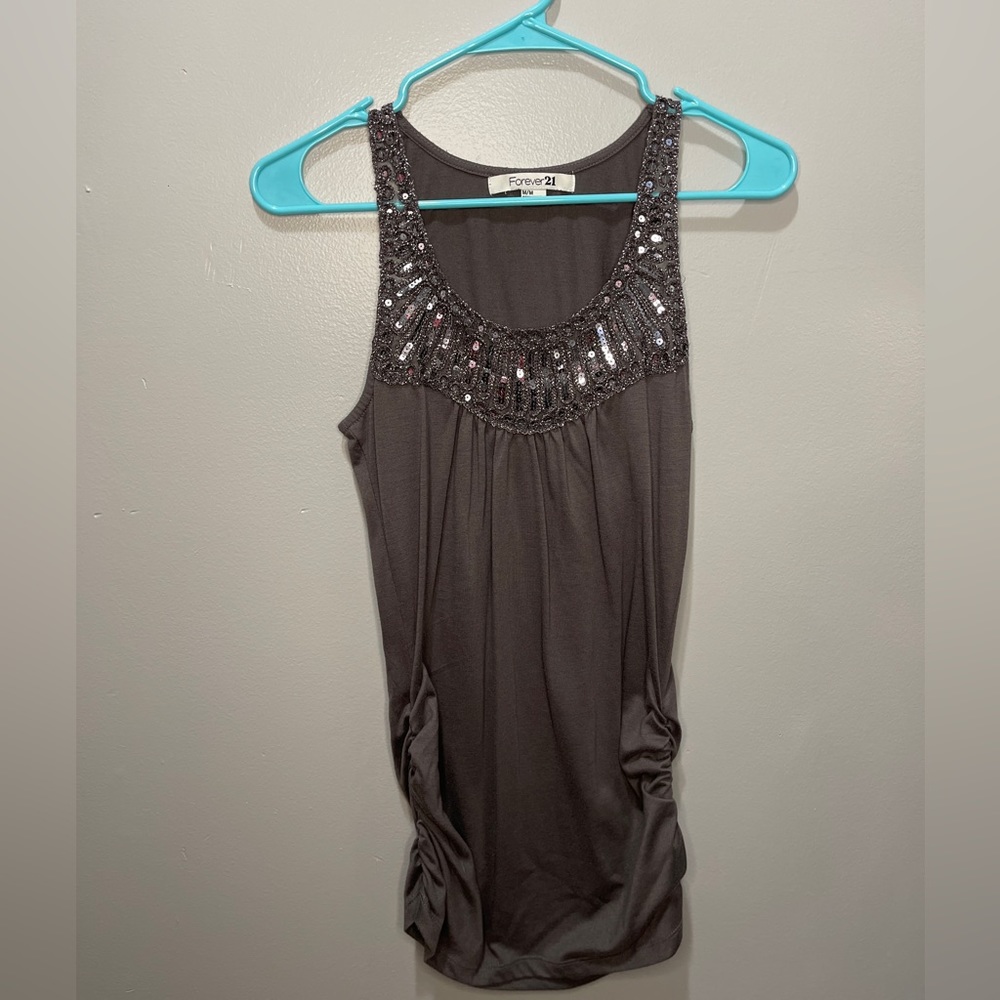 Forever 21 Gray Sparkly Sequin Top